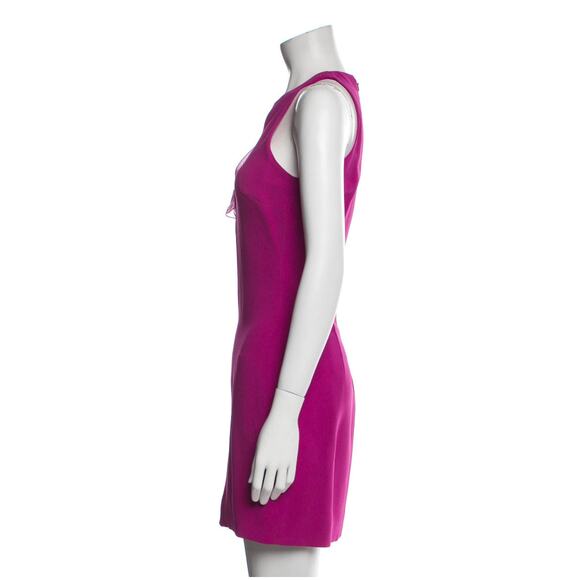 Cushnie Et Ochs One Shoulder Cutout Frill Magenta Cocktail Mini Dress - Picture 2 of 8